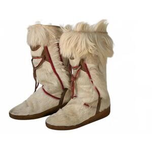 Montebello Italy 1960s Women Snow Boots & Wool Pony Hair 5.5
